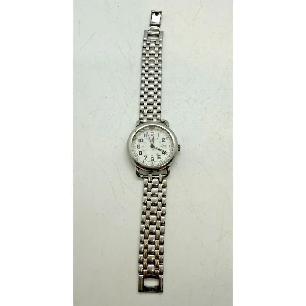 Vtg Victorinox Swiss Army Women's Cavalry Field Date Quartz 31mm Watch Stainless